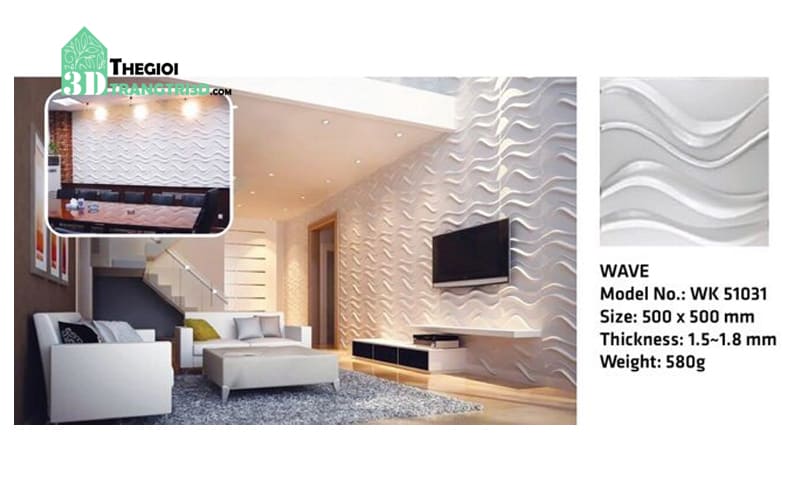Ốp tường nhựa 3D PVC – WAVE WK51031