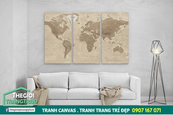 Mẫu tranh canvas bản đồ thế giới được ưa thích