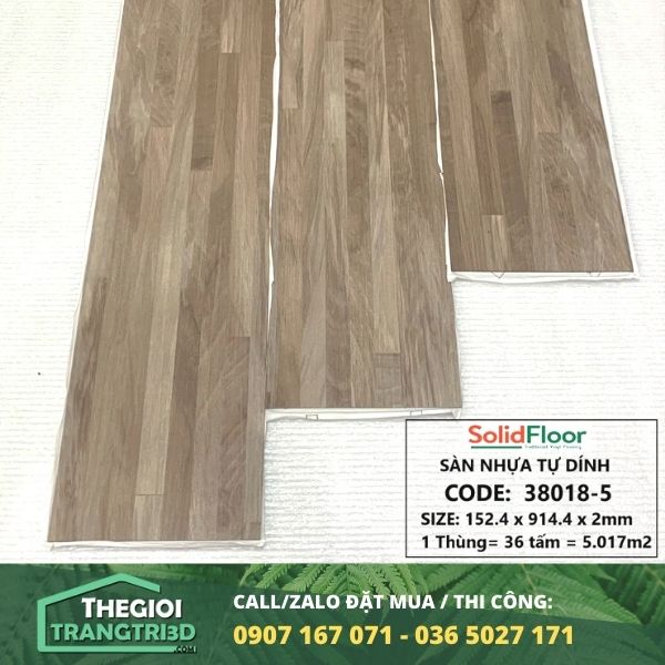 Sàn nhựa vân gỗ tự dán Solid Floor 38018