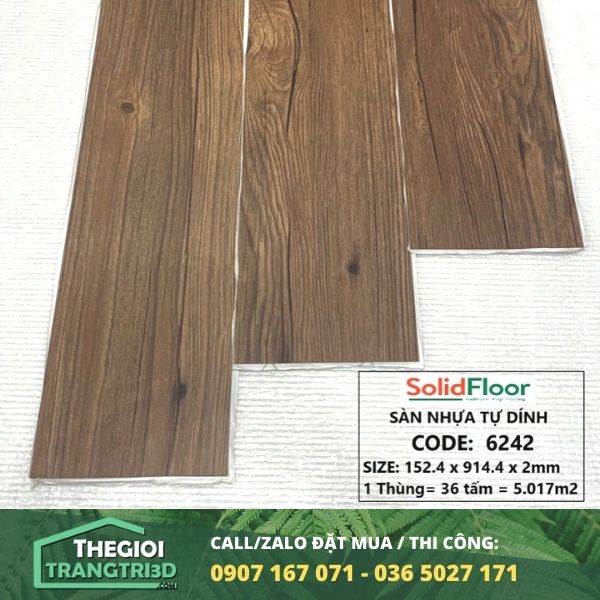 Sàn nhựa vân gỗ tự dán Solid Floor 6242
