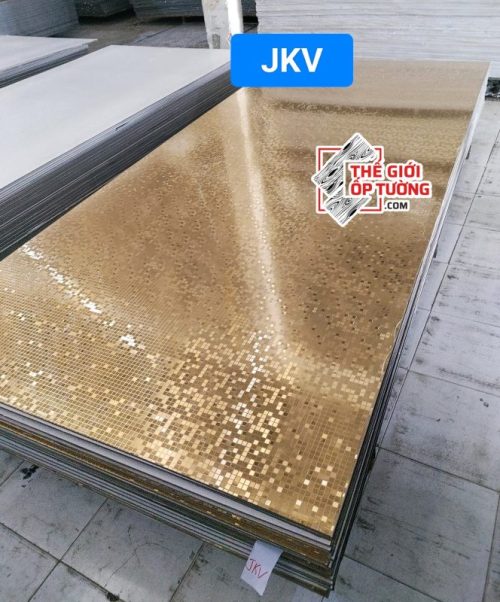 Tấm ốp tường than tre lấp lánh vàng JKV