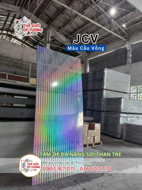 Tấm ốp tường than tre màu cầu vồng JCV