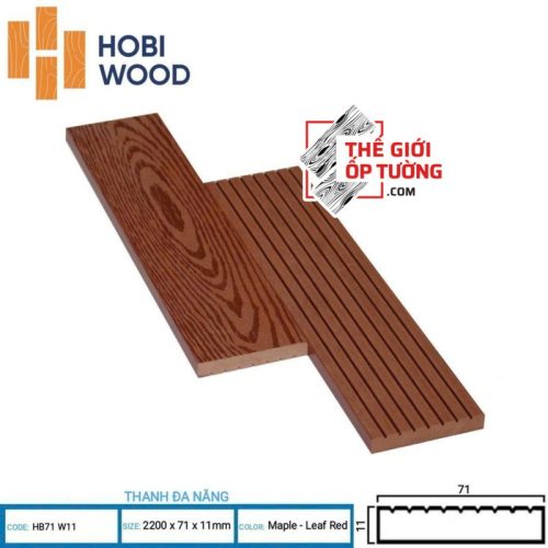 Ốp Tường Sàn Ngoài Trời Gỗ Nhựa Composite Hobi Wood - Thanh Đa Năng 03