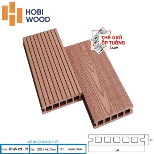 Ốp Tường Sàn Ngoài Trời Gỗ Nhựa Composite Hobi Wood - Ốp Lỗ Vuông