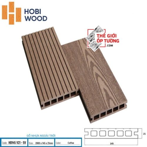 Ốp Tường Sàn Ngoài Trời Gỗ Nhựa Composite Hobi Wood - Ốp Lỗ Vuông