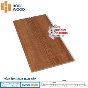 Tấm ốp tường nano vân gỗ cao cấp HOBI Wood 3000x200x8mm