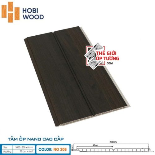 Tấm ốp tường nano vân gỗ cao cấp HOBI Wood 3000x200x8mm