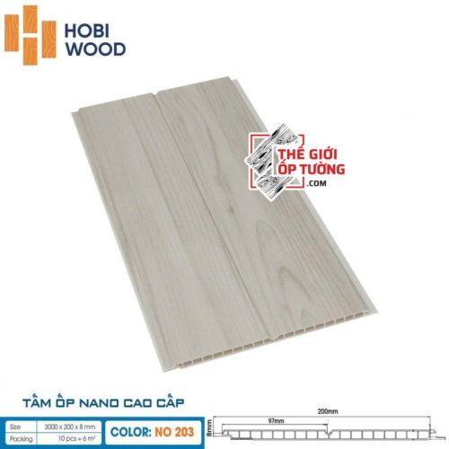 Tấm ốp tường nano vân gỗ cao cấp HOBI Wood 3000x200x8mm