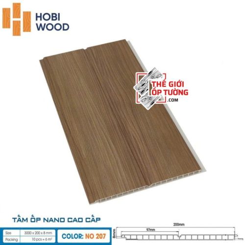 Tấm ốp tường nano vân gỗ cao cấp HOBI Wood 3000x200x8mm