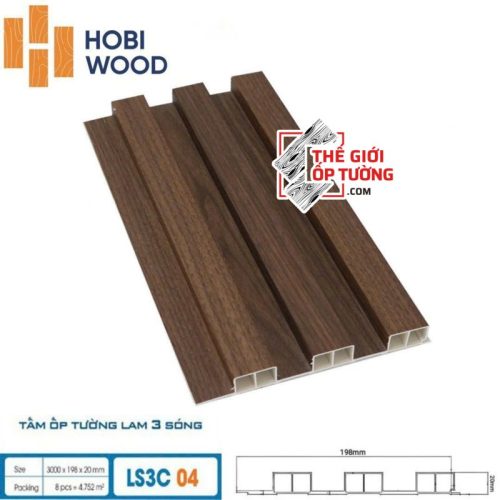 Lam Sóng Ốp Tường HOBI Wood - Lam 3 sóng vân gỗ