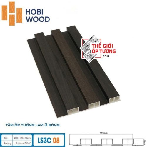 Lam Sóng Ốp Tường HOBI Wood - Lam 3 sóng vân gỗ