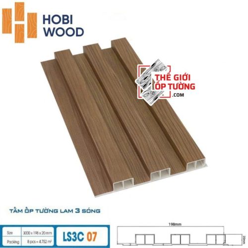 Lam Sóng Ốp Tường HOBI Wood - Lam 3 sóng vân gỗ