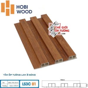 Lam Sóng Ốp Tường HOBI Wood - Lam 3 sóng vân gỗ