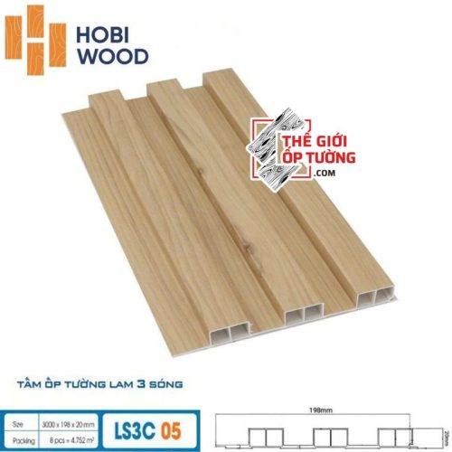 Lam Sóng Ốp Tường HOBI Wood - Lam 3 sóng vân gỗ