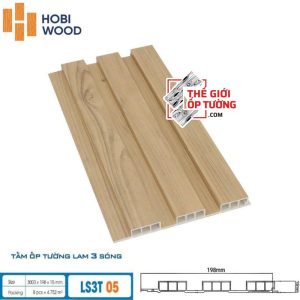 Lam Sóng Ốp Tường HOBI Wood - Lam 3 sóng thấp vân gỗ