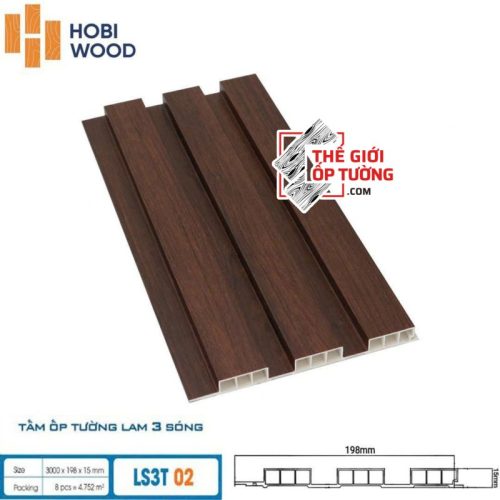 Lam Sóng Ốp Tường HOBI Wood - Lam 3 sóng thấp vân gỗ