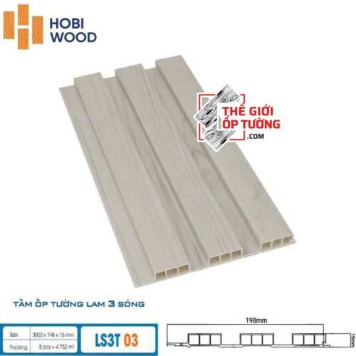 Lam Sóng Ốp Tường HOBI Wood - Lam 3 sóng thấp vân gỗ