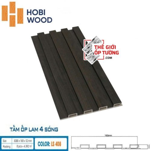 Lam Sóng Ốp Tường HOBI Wood - Lam 4 sóng vân gỗ