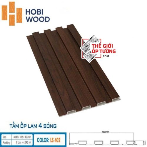 Lam Sóng Ốp Tường HOBI Wood - Lam 4 sóng vân gỗ