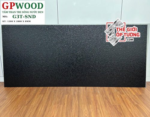 Tấm ốp tường than tre 8mm GPWood sóng nước đen SND