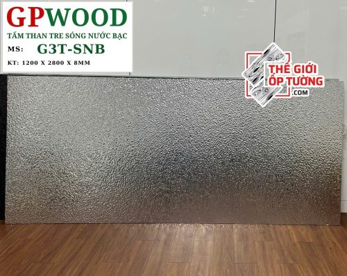 Tấm ốp tường than tre 8mm GPWood sóng nước bạc SNB