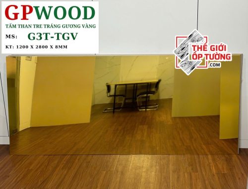 Tấm ốp tường than tre 8mm GPWood tráng gương vàng TGV