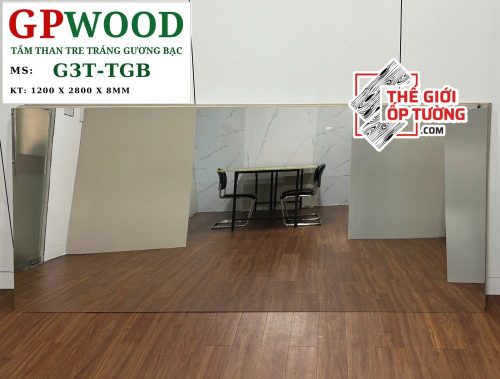 Tấm ốp tường than tre 8mm GPWood tráng gương bạc TGB