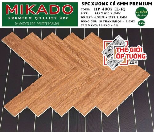 Sàn Nhựa Gỗ Xương Cá SPC 6mm Premium MIKADO - 4005