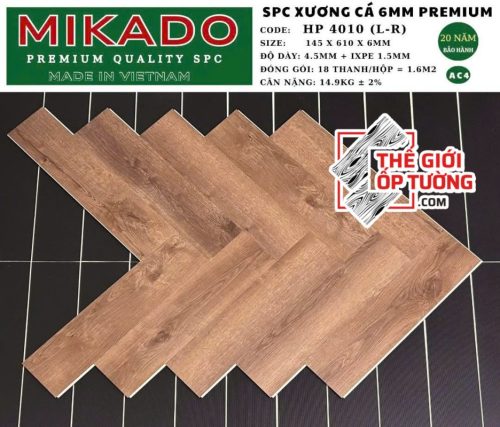 Sàn Nhựa Gỗ Xương Cá SPC 6mm Premium MIKADO - 4010
