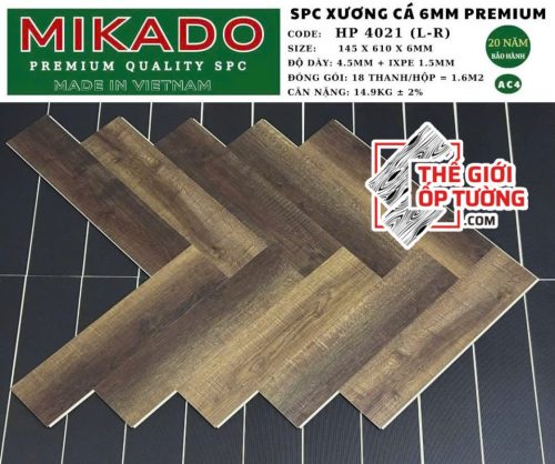 Sàn Nhựa Gỗ Xương Cá SPC 6mm Premium MIKADO - 4021