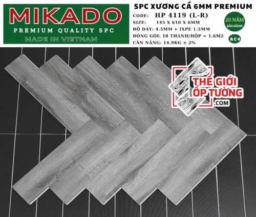 Sàn Nhựa Gỗ Xương Cá SPC 6mm Premium MIKADO - 4119