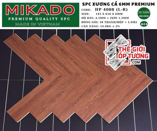 Sàn Nhựa Gỗ Xương Cá SPC 6mm Premium MIKADO - 4008
