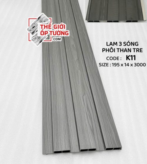 Lam Sóng Ốp Tường Phôi Than Tre Trang trí hiện đại – Chất liệu tự nhiên – Bền đẹp vượt trội Lam sóng ốp tường phôi than tre được làm từ bột than tre ép nhiệt với nhựa nguyên sinh, nổi bật với khả năng chống ẩm, chống mối mọt, ít cong vênh và bền màu theo thời gian. Thiết kế sóng nổi hiện đại, phủ vân gỗ sắc nét, tạo chiều sâu và điểm nhấn sang trọng cho tường vách.