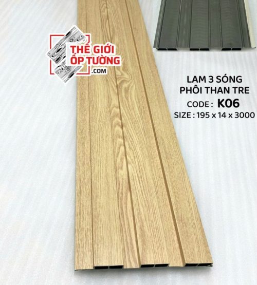 Lam Sóng Ốp Tường Phôi Than Tre Trang trí hiện đại – Chất liệu tự nhiên – Bền đẹp vượt trội Lam sóng ốp tường phôi than tre được làm từ bột than tre ép nhiệt với nhựa nguyên sinh, nổi bật với khả năng chống ẩm, chống mối mọt, ít cong vênh và bền màu theo thời gian. Thiết kế sóng nổi hiện đại, phủ vân gỗ sắc nét, tạo chiều sâu và điểm nhấn sang trọng cho tường vách.