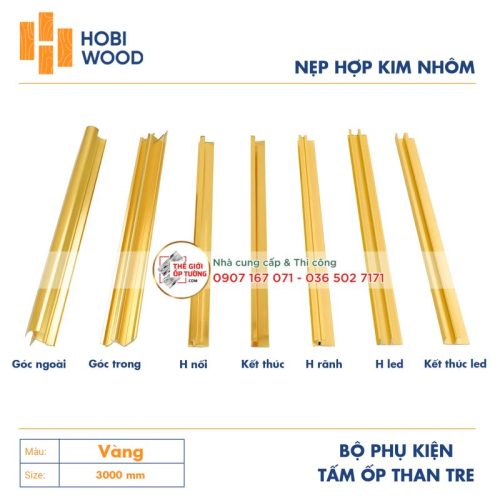 Nẹp Hợp Kim Nhôm - Phụ Kiện Tấm Ốp Tường Than Tre HOBI