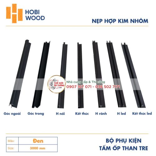 Nẹp Hợp Kim Nhôm - Phụ Kiện Tấm Ốp Tường Than Tre HOBI