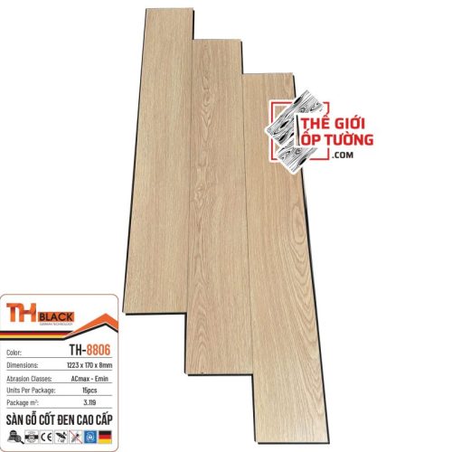 Sàn Gỗ Đức Cốt Đen 8mm Cao Cấp TH Black 8806