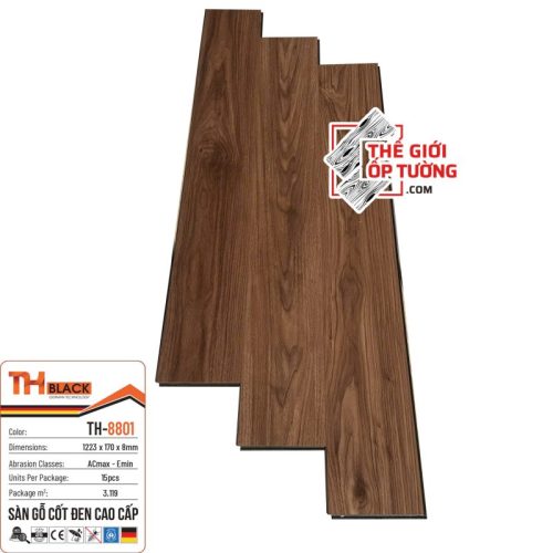 Sàn Gỗ Đức Cốt Đen 8mm Cao Cấp TH Black 8801