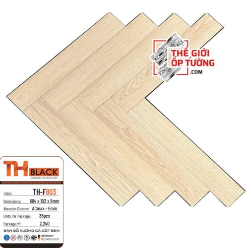 Sàn Gỗ Đức Xương Cá Cốt Đen 8mm Cao Cấp TH Black 803