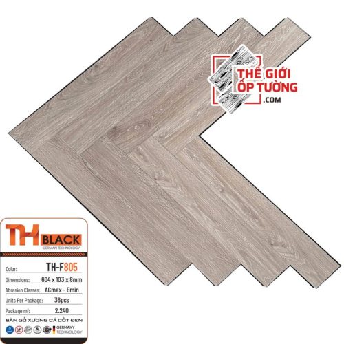 Sàn Gỗ Đức Xương Cá Cốt Đen 8mm Cao Cấp TH Black 805