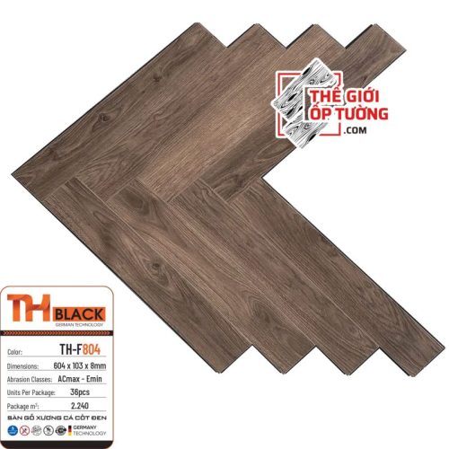 Sàn Gỗ Đức Xương Cá Cốt Đen 8mm Cao Cấp TH Black 804