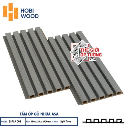 Ốp Gỗ Nhựa Composite Ngoài Trời ASA Hobi Wood Lam 5 sóng