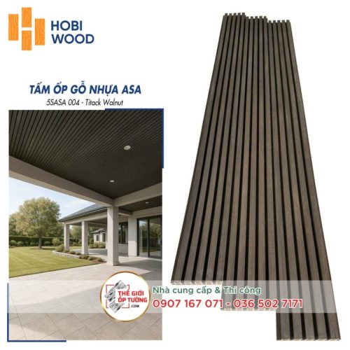 Ốp Gỗ Nhựa Composite Ngoài Trời ASA Hobi Wood Lam 5 sóng