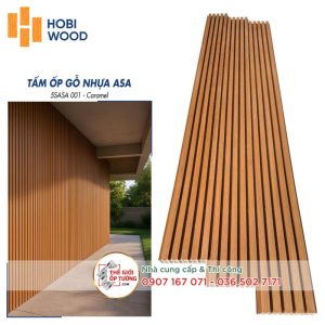 Ốp Gỗ Nhựa Composite Ngoài Trời ASA Hobi Wood Lam 5 sóng