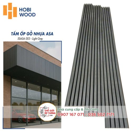 Ốp Gỗ Nhựa Composite Ngoài Trời ASA Hobi Wood Lam 5 sóng