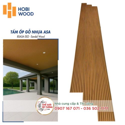 Ốp Gỗ Nhựa Composite Ngoài Trời ASA Hobi Wood Lam 8 sóng