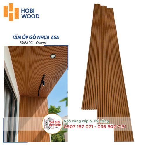 Ốp Gỗ Nhựa Composite Ngoài Trời ASA Hobi Wood Lam 8 sóng