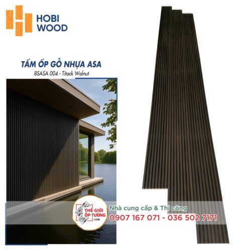 Ốp Gỗ Nhựa Composite Ngoài Trời ASA Hobi Wood Lam 8 sóng