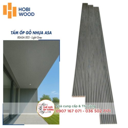Ốp Gỗ Nhựa Composite Ngoài Trời ASA Hobi Wood Lam 8 sóng