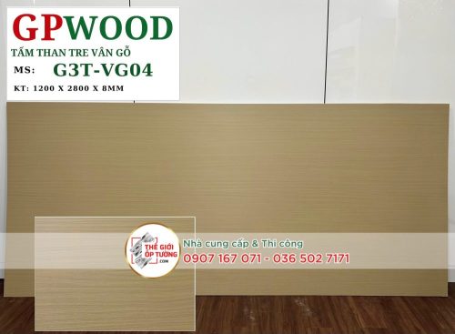 Tấm ốp tường than tre 8mm GPWood vân gỗ 04